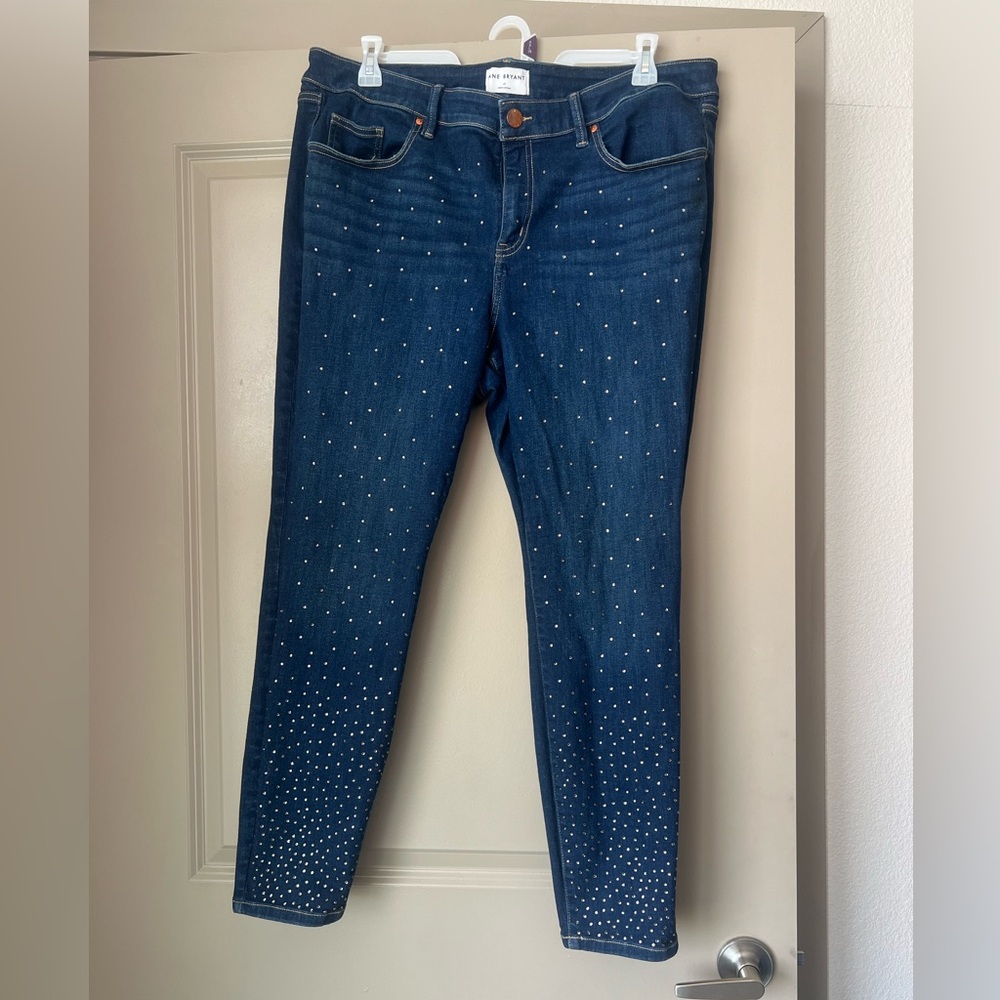 Lane Bryant Signature Fit Skinny Jean With Rhinestones - Picture 2 of 10